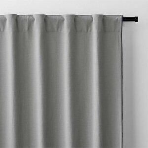 2 Crate & Barrel Grey Merrow Stitch Cotton Curtain Panels 52" x 96"